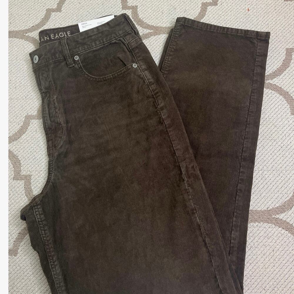 American Eagle Mom Straight Corduroy Pants Super High Rise Size 12 Long NWT